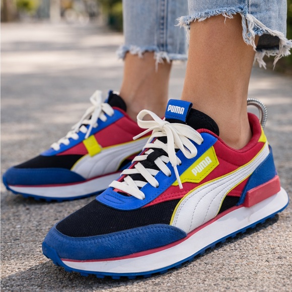 Puma Shoes - Puma Future Rider Women’s 8.5 Retro Colorblock Sneakers Blue Pink Yellow